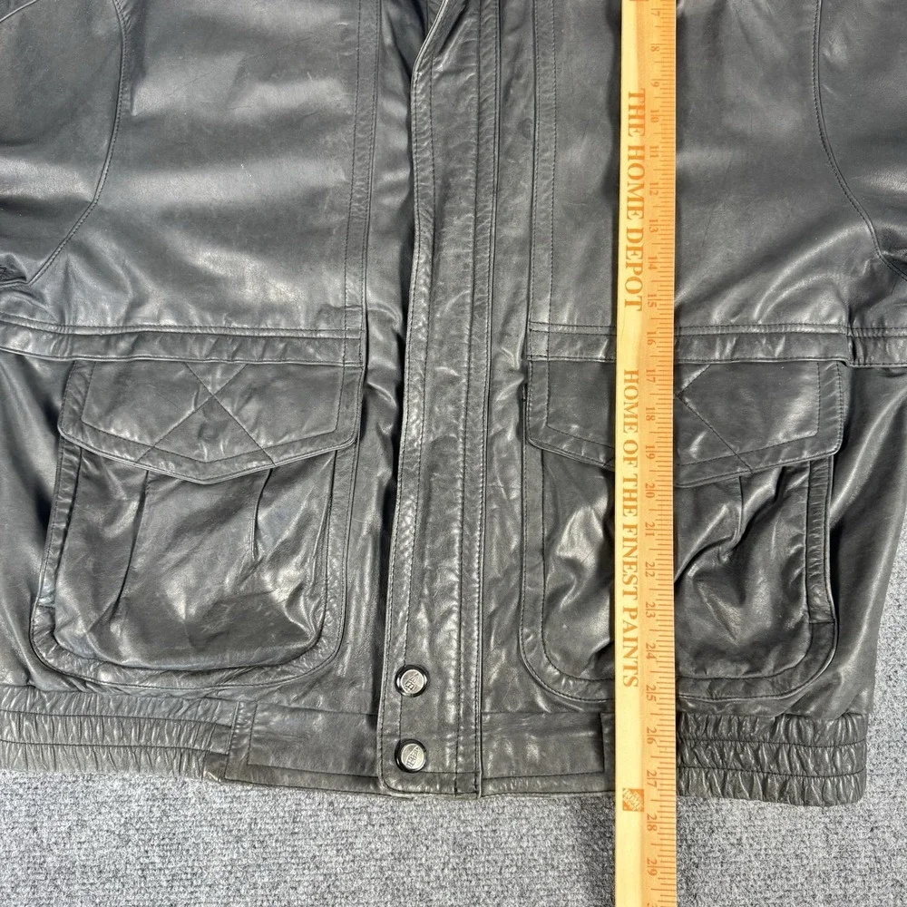 Vintage London Fog Black Leather Jacket‎ Quilted Lined XL Y2K Grunge 90s 80s